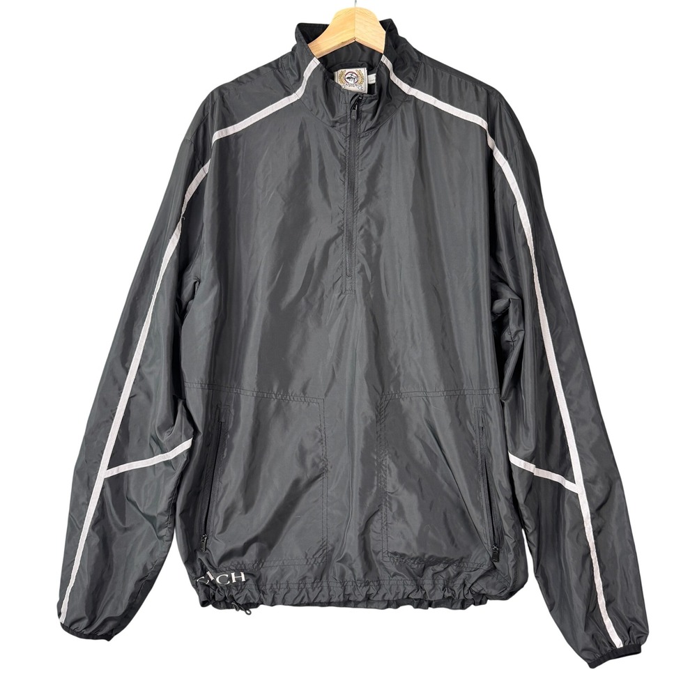Cinch Mens MWJ1049001 Black 1/4 Zip Windbreaker Pullover Jacket Size M